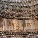 Eric Javits Womens Gold Wide Brim Sun Hat Lightweight Metallic Straw Blend
