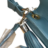 Calin Collection Women’s Green Vegan Leather Tote Bag With Tassel Accent