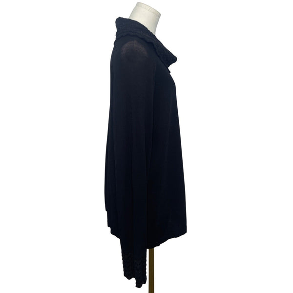 Anne Klein Black Knit Cowl Neck Sweater With Textured Collar