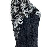 Black & Silver Sequin Beaded Womens Dress Long Sleeve Elegant Design Size M