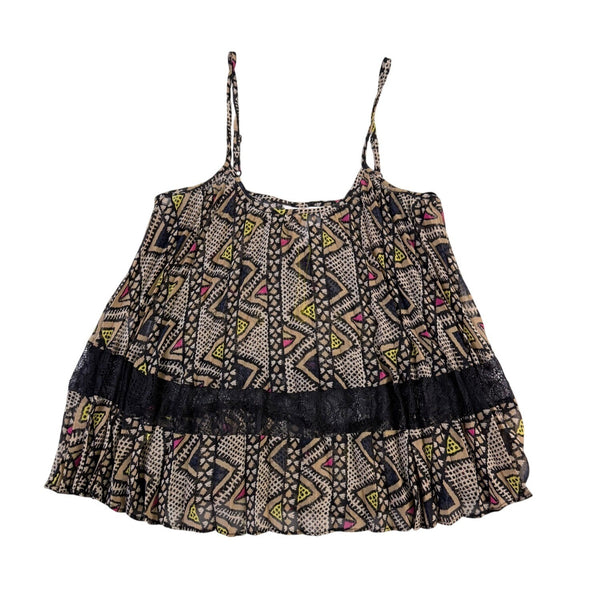 BCBG Generation Womens Beige Multi-Color Camisole With Lace Trim Size XXS