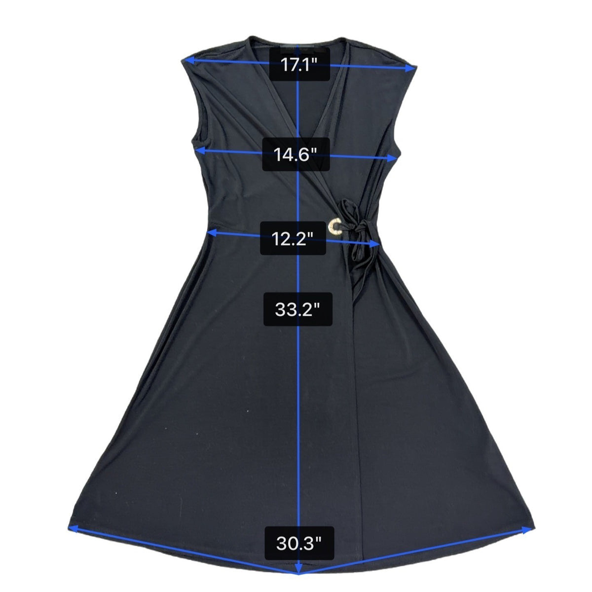 Ivanka Trump Womens Black Wrap Dress Tie Waist Sleeveless Sz XS