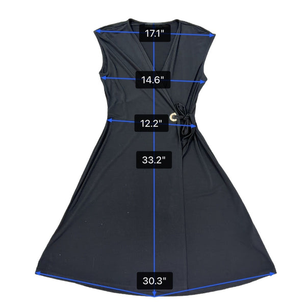 Ivanka Trump Womens Black Wrap Dress Tie Waist Sleeveless Sz XS