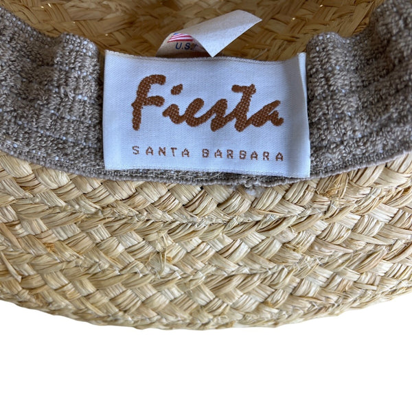 Vintage Straw Hat Black Ribbon Bow Design By Fiesta Santa Barbara One Size