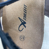 Athlefit Womens Black Leather Cross-Strap Open Toe Sandals Sz 8.5