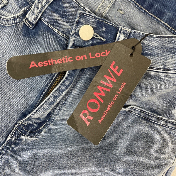 Romwe Womens Denim Shorts With Embroidered Back Pockets Sz S - New