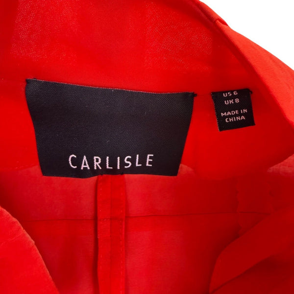 Carlisle Womens Red Textured Blazer Jacket Elegant Long Sleeve Lightweight Sz 6