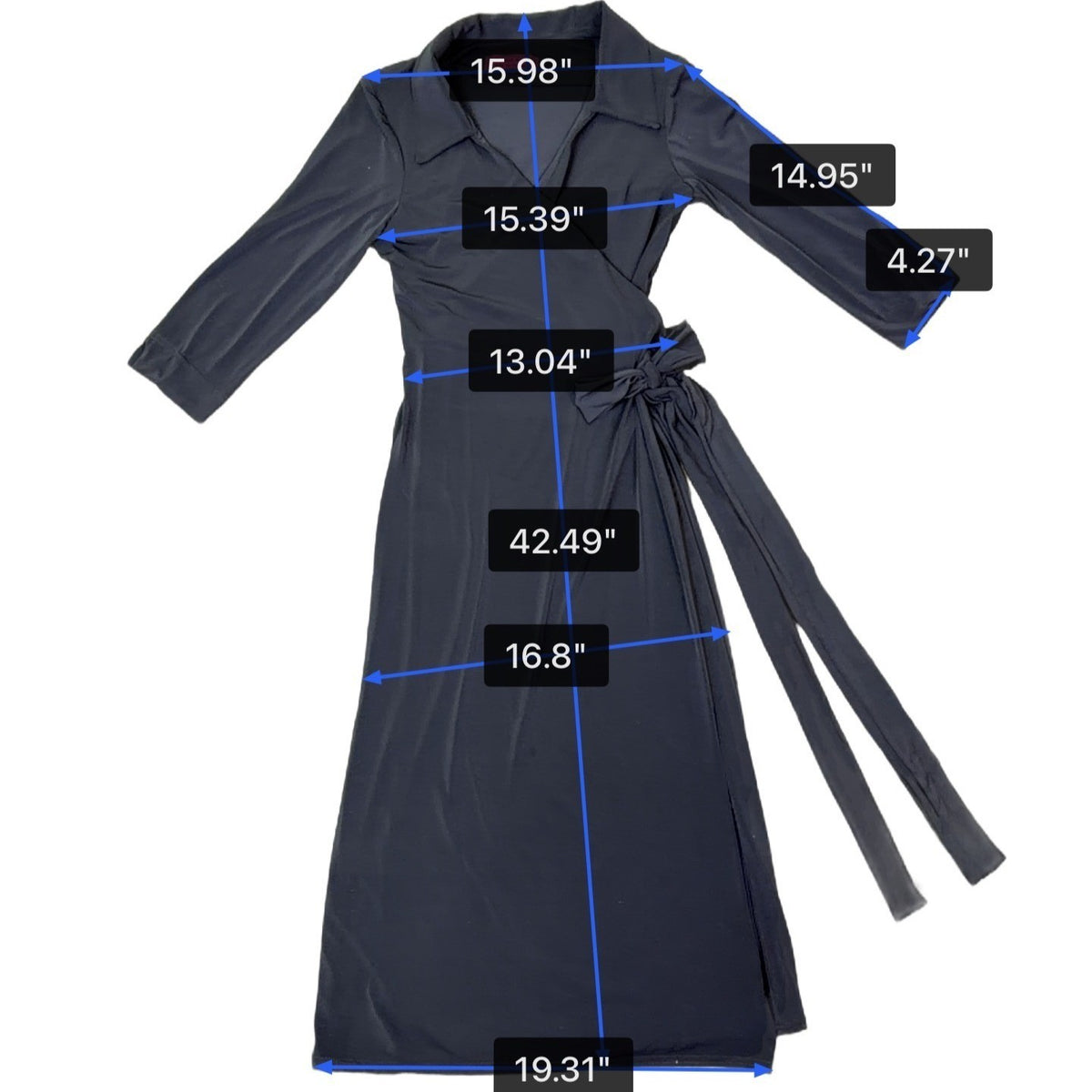 Melissa Masse Womens Black Wrap Shirt Dress Large Stylish & Comfy