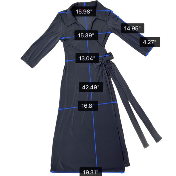 Melissa Masse Womens Black Wrap Shirt Dress Large Stylish & Comfy