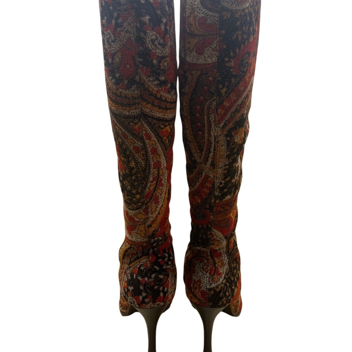 Diba Women’s Red & Black Fabric Paisley Print Stiletto Heel Tall Boots Size 6.5