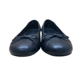 LL Bean Women’s Black Leather Bow Accent Classic Slip-On Ballet Flats Size 8M