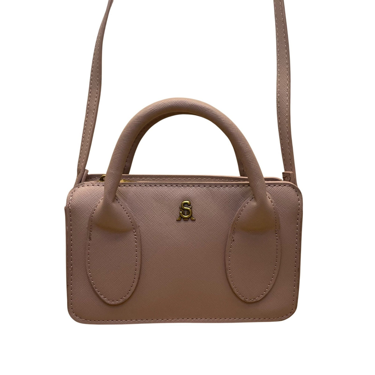 Steve Madden Women’s Pink Faux Leather Handheld Strap Detail Mini Crossbody Bag