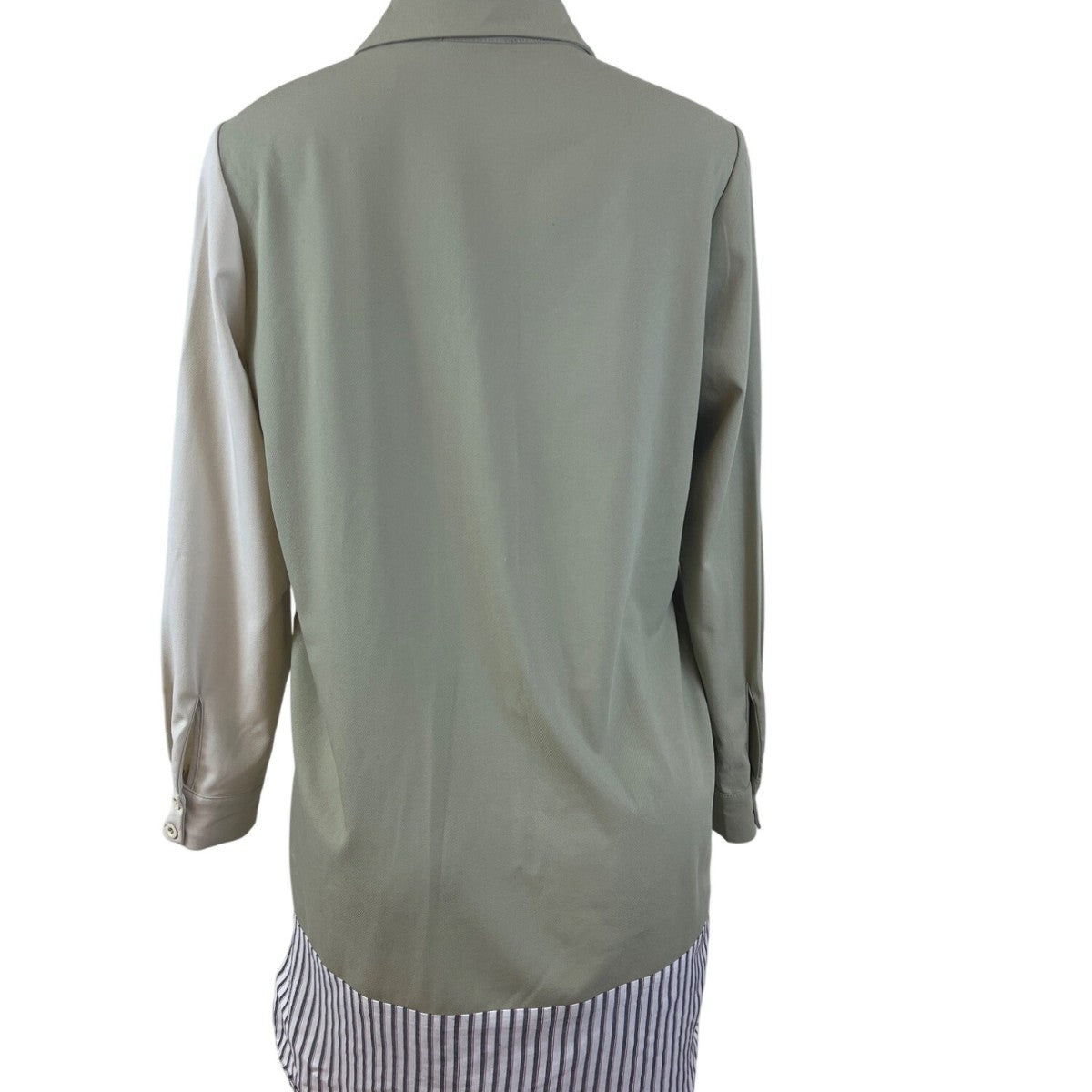Kayra Womens Green Multicolor Striped Shirt Dress Long Sleeve Size 38