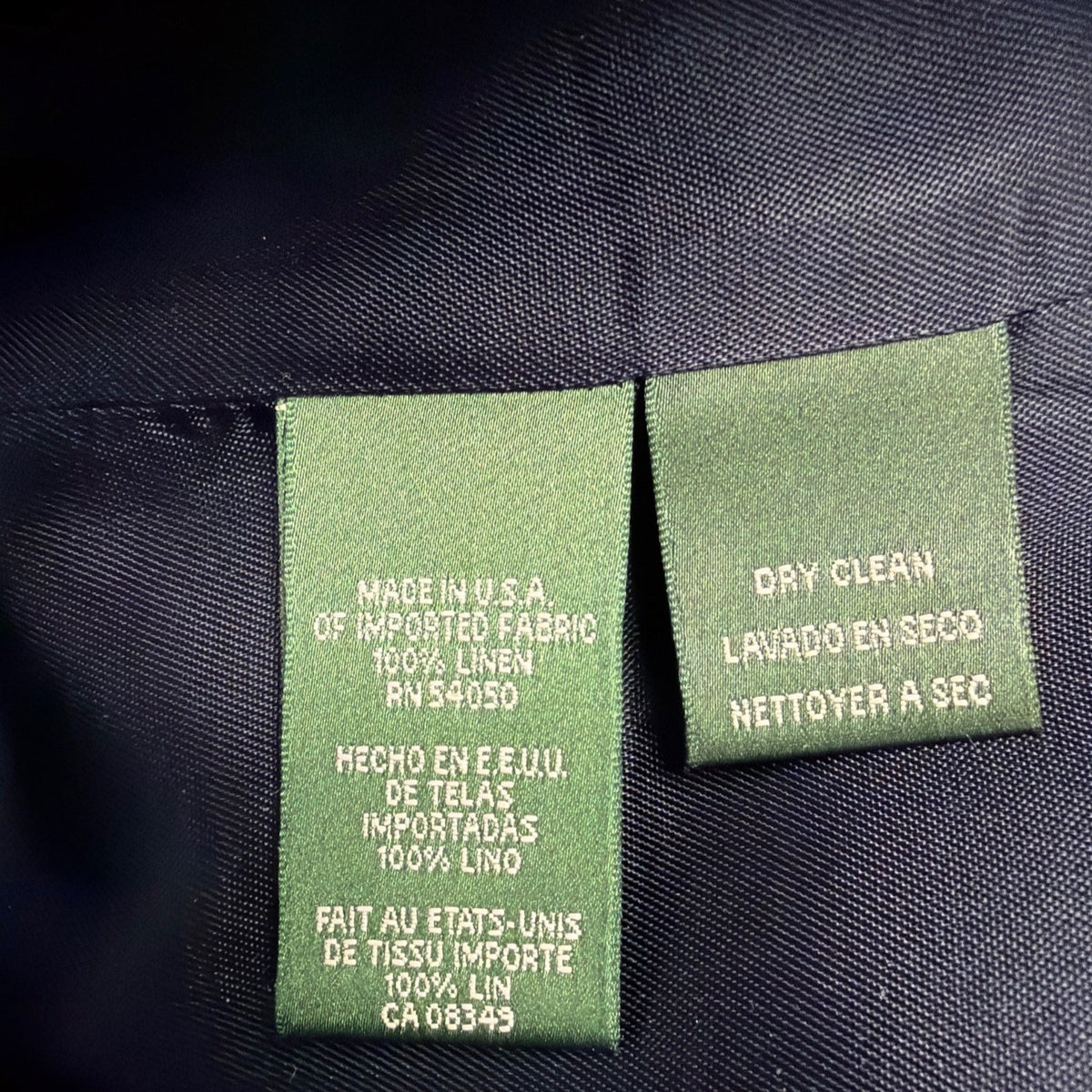 Lauren Ralph Lauren Womens Navy & Beige Houndstooth Linen Blazer Jacket Size 6P