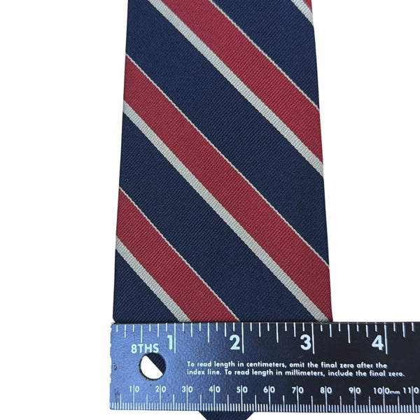 Brooks Brothers Mens Red & Navy Striped Silk Tie Classic All Season Necktie 57"