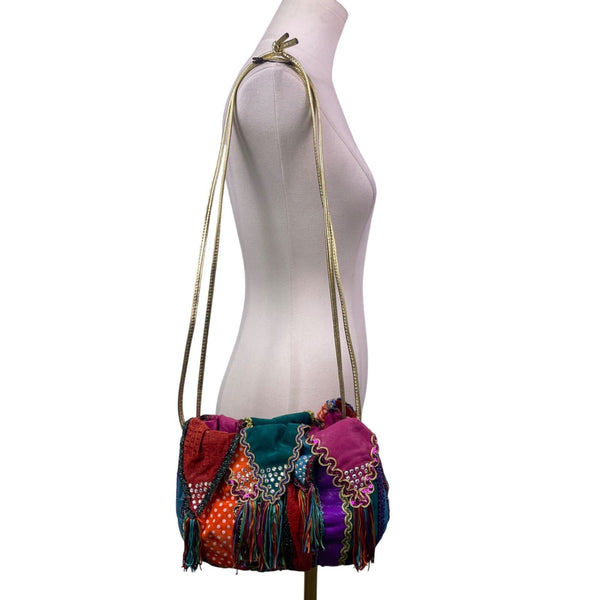 Rita Diana Women’s Multicolor Patchwork Bohemian Drawstring Shoulder Bag