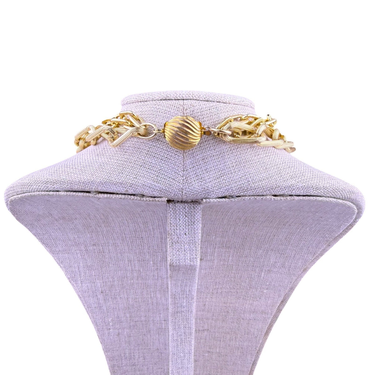 Layered Gold Tone Womens Chain Necklace Multi-Strand Textured Elegant Accessory