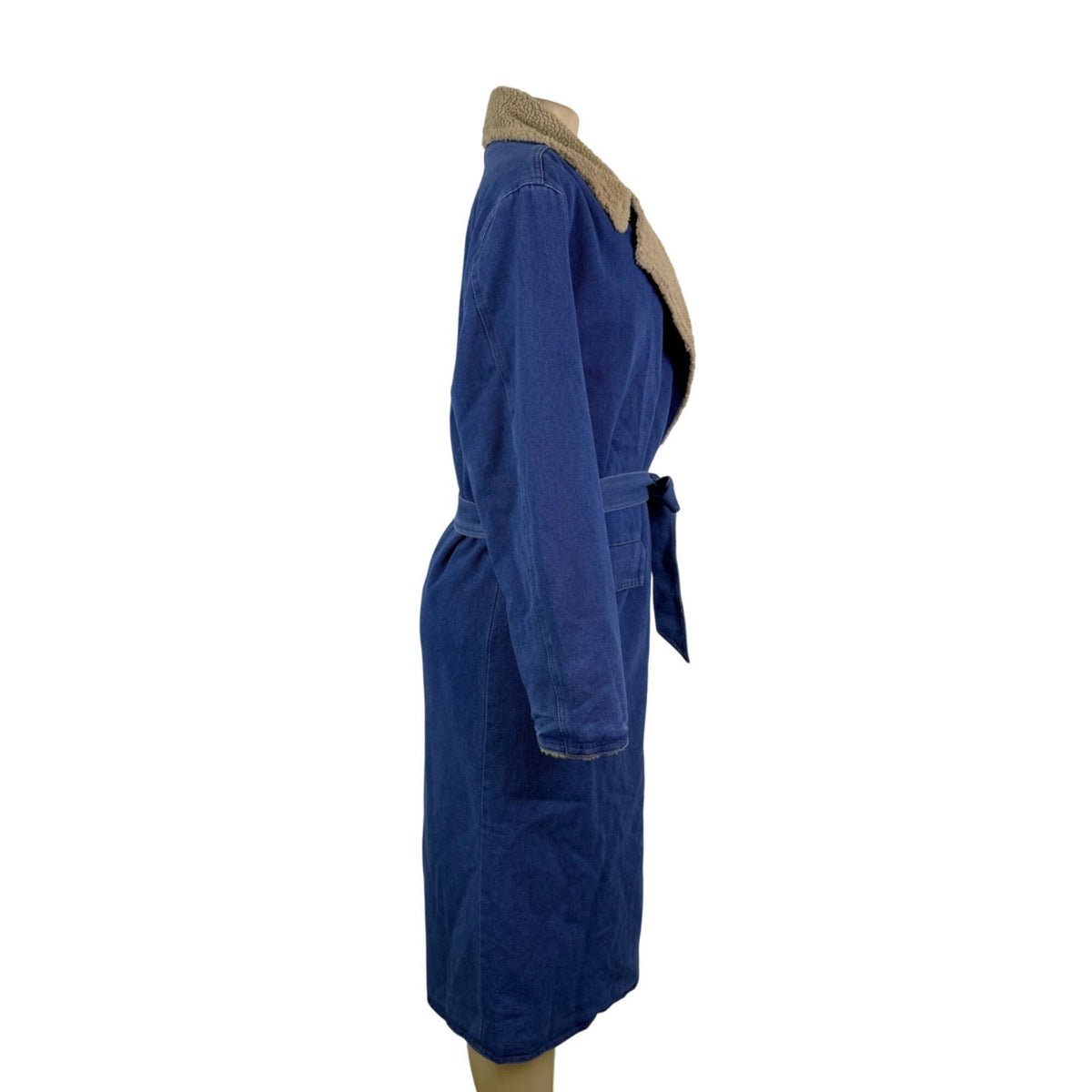 Fashion Nova Womens Blue Denim Sherp Coat  Casual Cozy Mid-Length Sz XS - New