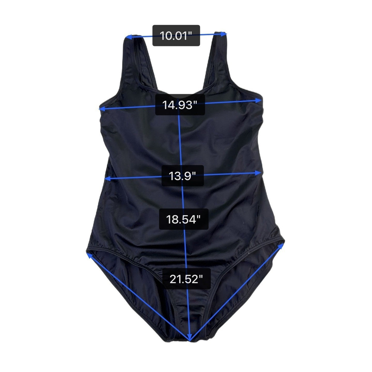Lands End Womens Black Nylon/Spandex One Piece Swimsuit Stylish Fit Size 14