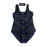 Lands End Womens Black Nylon/Spandex One Piece Swimsuit Stylish Fit Size 14