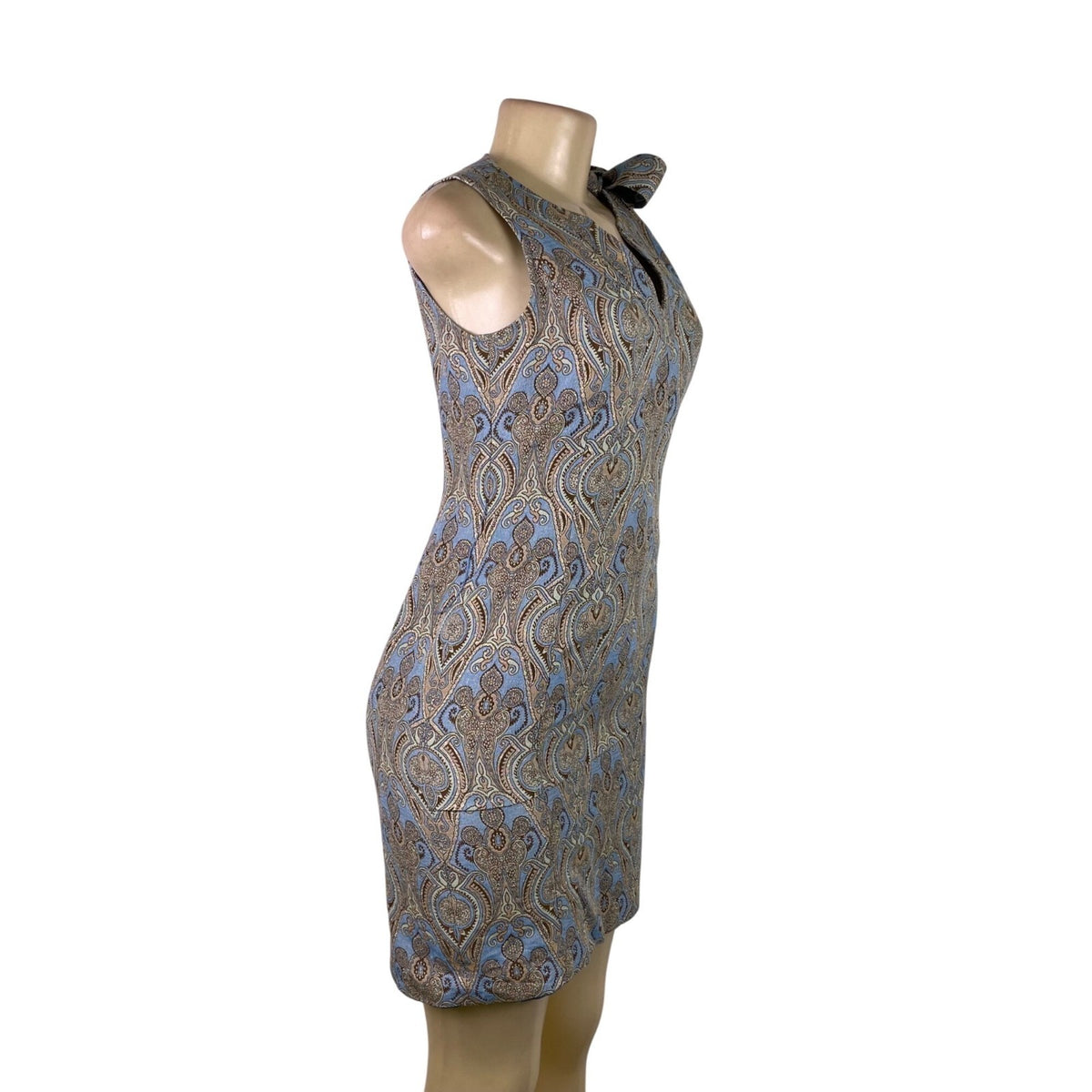 Talbots Womens Paisley Print Cotton & Silk Blend Sleeveless Sheath Dress Size 2P