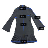 Brandon Maxwell Womens Black Bell Sleeve Pleated Hem Mini Dress Size 4