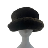Vintage Black Faux Fur Cloche Hat For Women