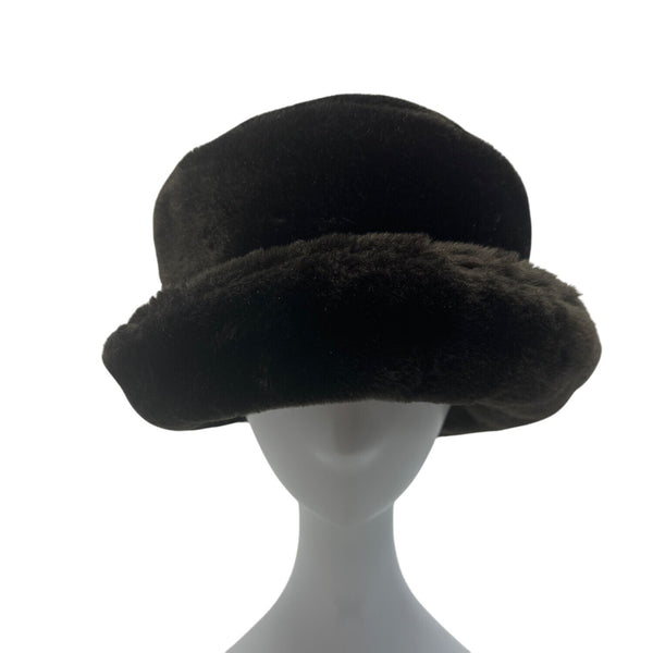 Vintage Black Faux Fur Cloche Hat For Women