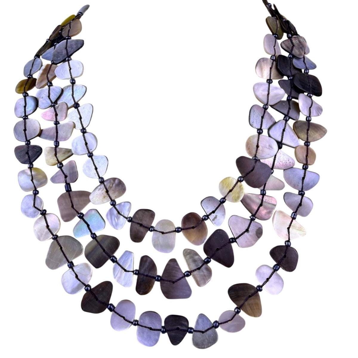 Multi-Strand Womens Natural Mother Of Pearl Shell Statement Necklace