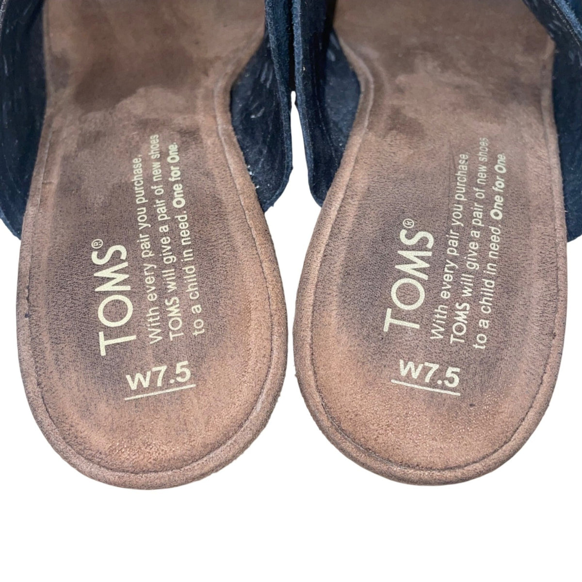 Toms Women’s Black & Brown Suede Laser-Cut Open-Toe Block Heel Sandals Size 7.5