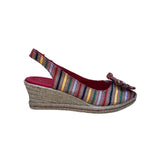 Naturalizer Women’s Red Multicolor Striped Slingback Bow Wedge Sandals Size 7M