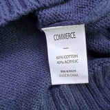 Commerce Mens Yellow Burgundy Blue Cotton Blend Crewneck Colorblock Sweater Sz L