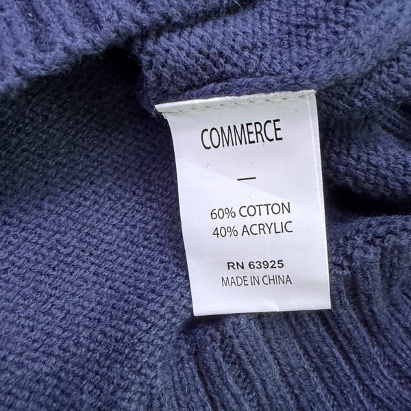 Commerce Mens Yellow Burgundy Blue Cotton Blend Crewneck Colorblock Sweater Sz L