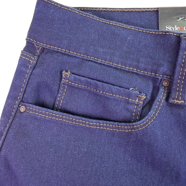 Style & Co Womens Dark Wash Denim Boot Leg Pants Stretch Fit Size 14