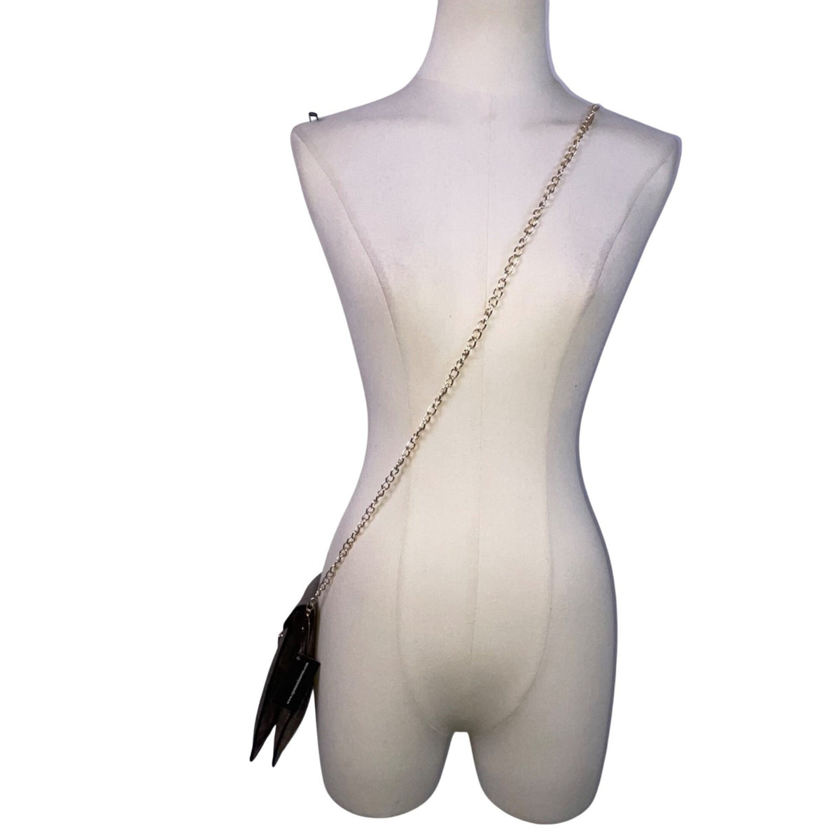 Epona Women’s Gray Metallic Snakeskin Clasp Closure Chain Strap Crossbody Bag