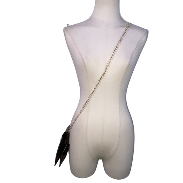 Epona Women’s Gray Metallic Snakeskin Clasp Closure Chain Strap Crossbody Bag