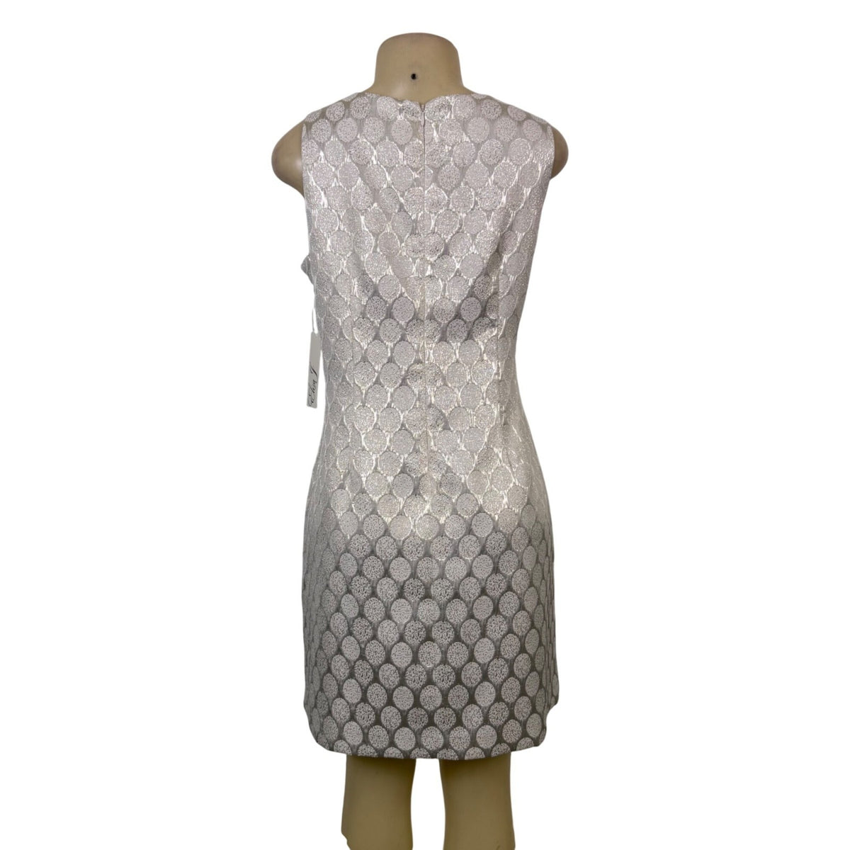 Eliza J Womens Silver Polka Dot Sleeveless Cocktail Dress Metallic Blend Size14P