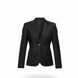 J.Crew Womens Black Blazer Gold Buttoned Lined Jacket Size 12