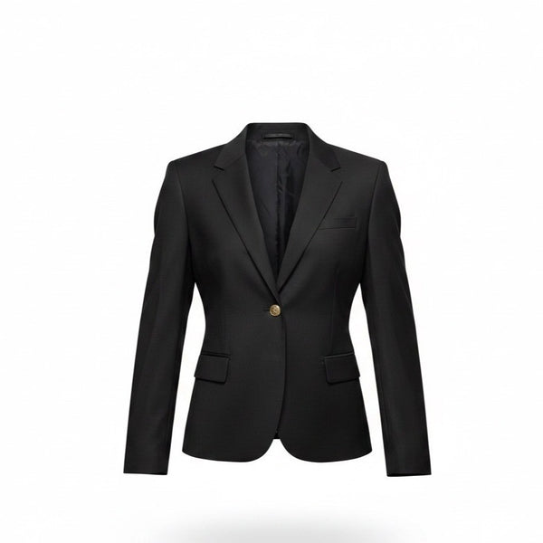 J.Crew Womens Black Blazer Gold Buttoned Lined Jacket Size 12
