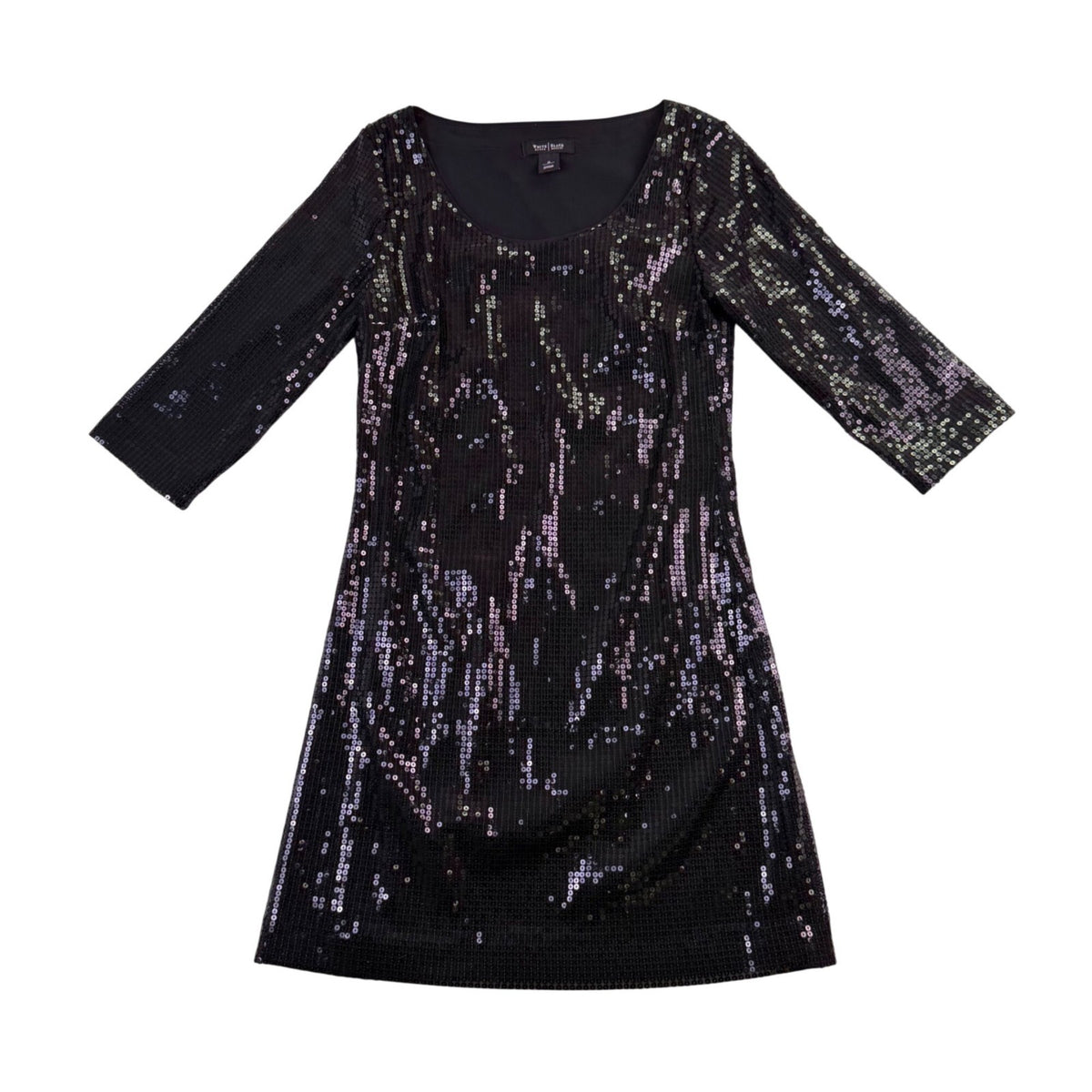 White House Black Womens Black Sequin Shift Dress Size S