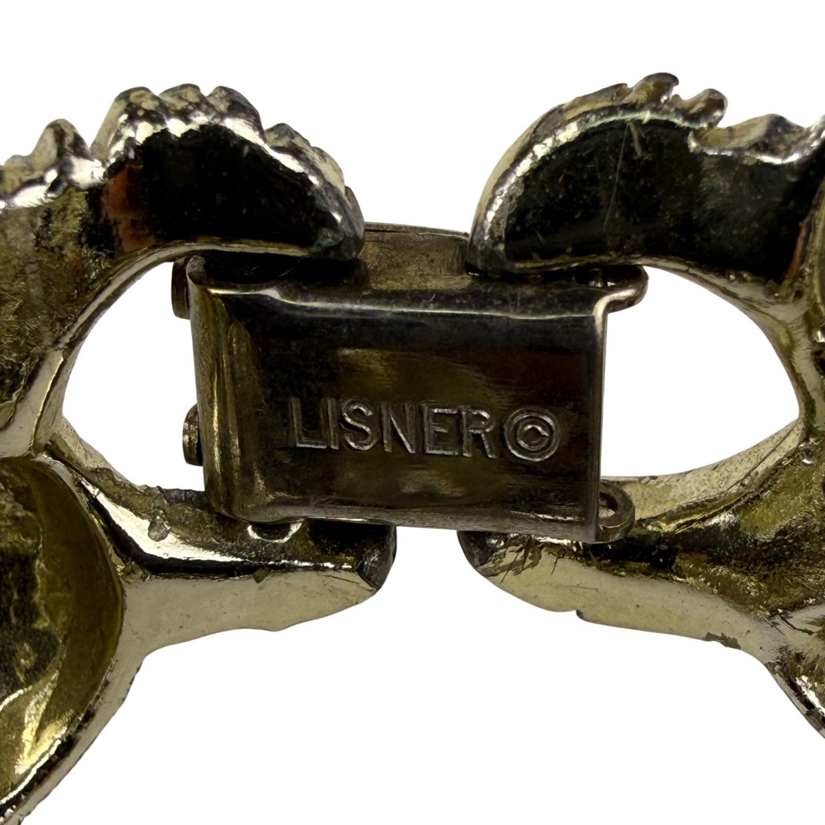 Lisner Womens Gold Tone Metal Leaf Link Bracelet Vintage Stylish Jewelry