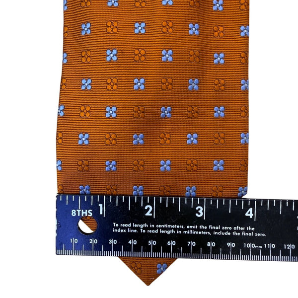 Faconnable  Mens Orange & Blue Floral Silk Necktie Elegant Design