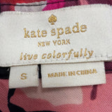 Kate Spade Womens Black & Pink Silk Floral Button-Up Blouse Elegant Top Size S
