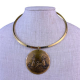 Handmade Natale Bronze Necklace Nativity Scene Pendant Artisan Design Unique