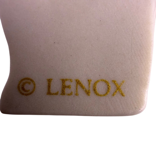 Lenox Holiday Snowman Brooch Pin Ivory Porcelain Gold Collectible