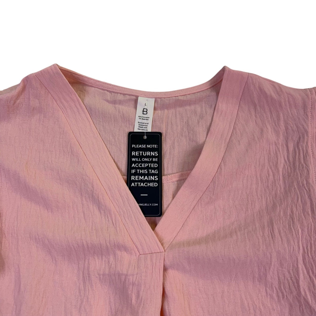 Blooming Jelly Womens Pink V-Neck Ruffle Sleeve Blouse Top Size L