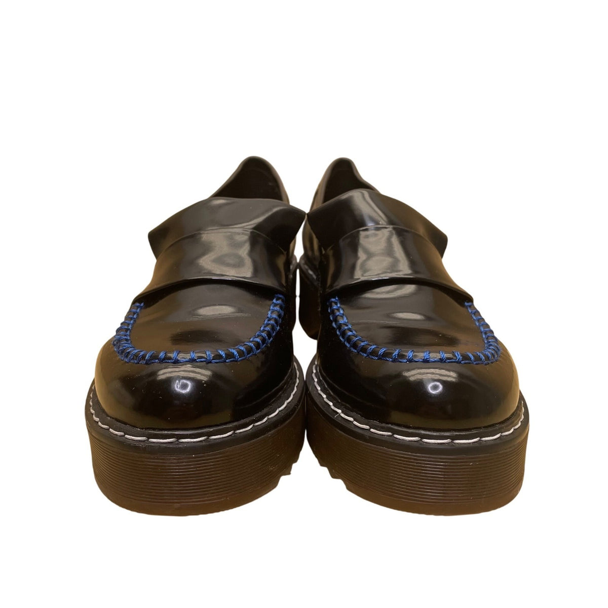 Steve Madden Women’s Black & Blue Stitching Platform Shelton Loafers Size 7