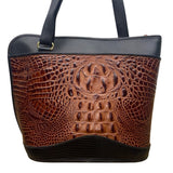 Bar Harbor Women’s Brown & Black Croc Embossed Faux Leather Shoulder Bag