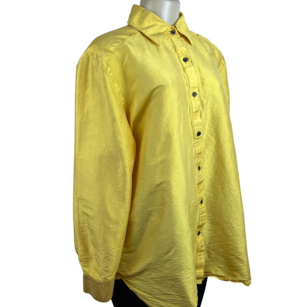 Neiman Marcus Exclusive Yellow Blouse Long Sleeve Button-Up Style