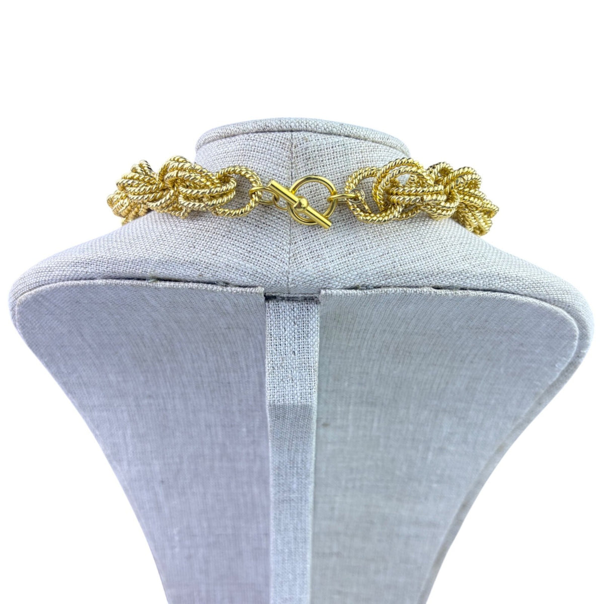 Anne Klein Womens Gold Tone Woven Rope Chain Necklace Adjustable Vintage